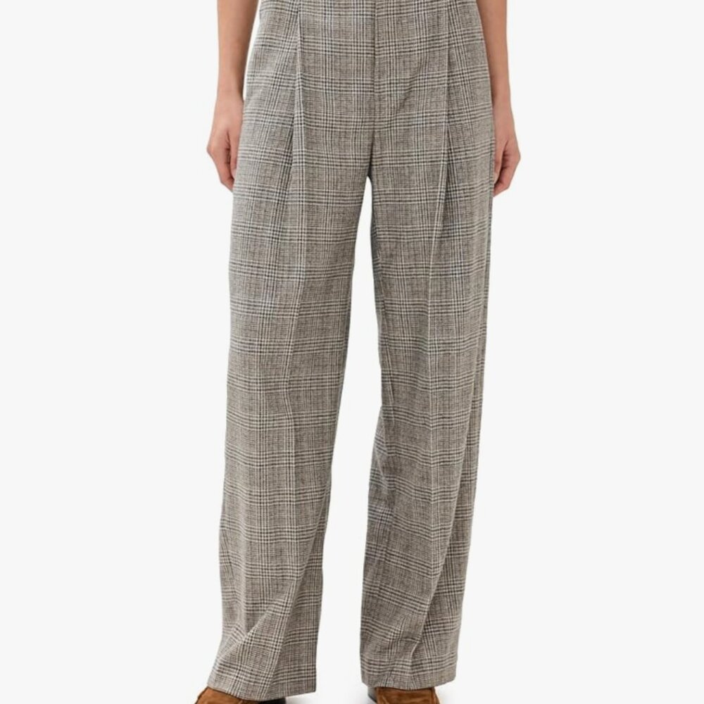 Vince plaid Italian wool-blend high rise trouser (10, heritage grey) - Picture 2 of 12